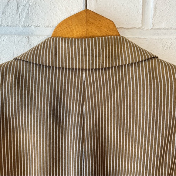 SOLD NWT vintage BOSS Hugo Boss cotton silk brown pinstripe oversized blazer XL - Picture 6 of 13